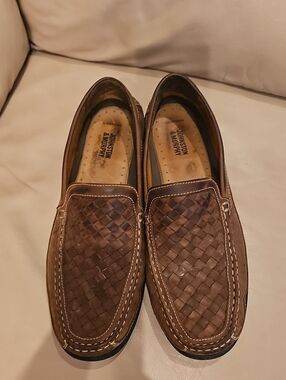 Johnston & Murphy Brown Woven Leather Slip-On Loafers